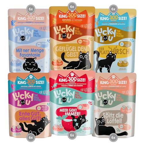 Lucky Lou Lifestage Mix Katzenfutter nass - hochwertiges Katzenfutter mit hohem Fleischanteil - Nassfutter getreidefrei & ohne Zucker für Katzen, 300g (36er Pack) von Lucky Lou
