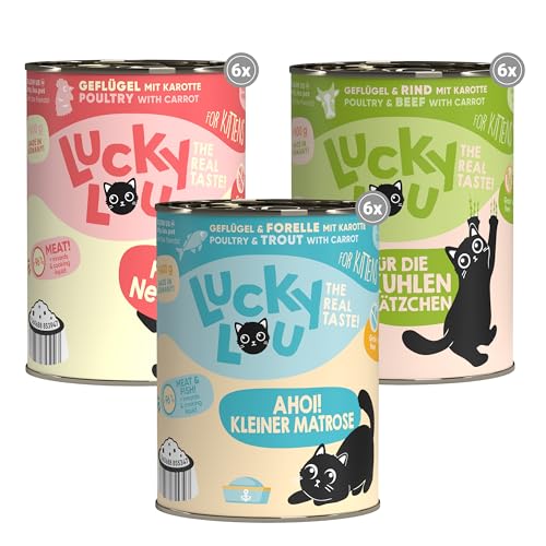 Lucky Lou Lifestage Kitten Mix Katzenfutter nass - hochwertiges Katzenfutter mit hohem Fleischanteil - Nassfutter getreidefrei & ohne Zucker für Katzen, 400g (18er Pack) von Lucky Lou