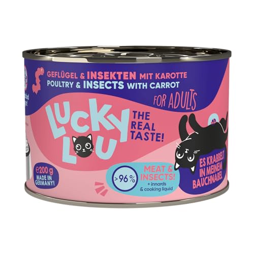 Lucky Lou Lifestage Katzenfutter nass - hochwertiges Katzenfutter mit hohem Fleischanteil - Nassfutter getreidefrei & ohne Zucker für Katzen (200g (6er Pack), Adult Geflügel & Insekten) von Lucky Lou