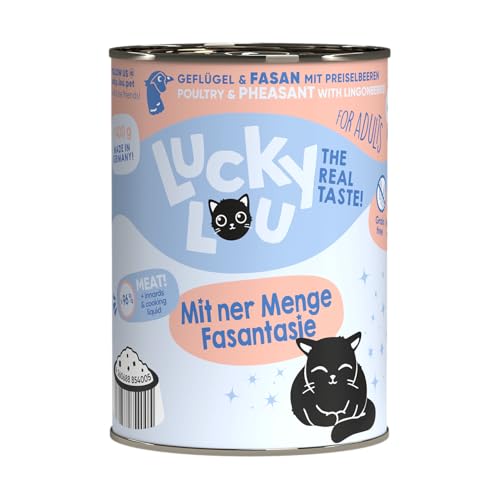 Lucky Lou Lifestage Katzenfutter nass - hochwertiges Katzenfutter mit hohem Fleischanteil - Nassfutter getreidefrei & ohne Zucker für Katzen (3X 400g, Adult Geflügel & Fasan) von Lucky Lou