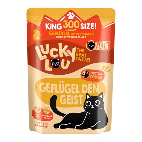 Lucky Lou Lifestage Mix-Paket 18 x 300g hochwertiges Katzenfutter nass mit viel Protein - Nassfutter getreidefrei & ohne Zucker für ausgewachsene Katzen (300g (18er Pack), Geflügel) von Lucky Lou