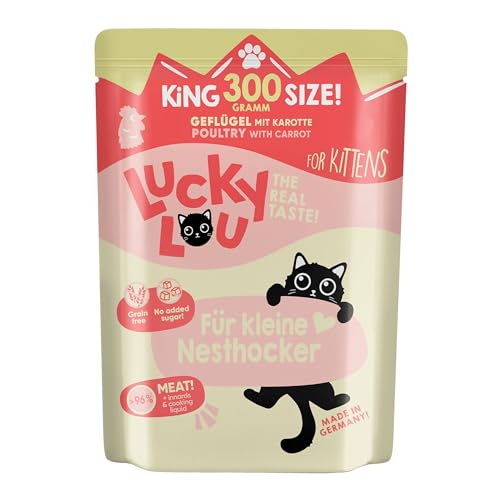 Lucky Lou Lifestage Kitten Geflügel Katzenfutter nass - hochwertiges Katzenfutter mit hohem Fleischanteil - Nassfutter getreidefrei & ohne Zucker für Katzen, 300g (18er Pack) von Lucky Lou