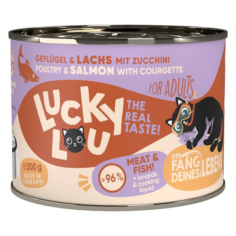 Sparpaket Lucky Lou Adult 24 x 200 g - Geflügel & Lachs von Lucky Lou