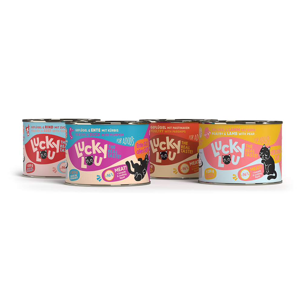 Sparpaket Lucky Lou Adult 24 x 200 g - Tasty-Mix (4 Sorten) von Lucky Lou