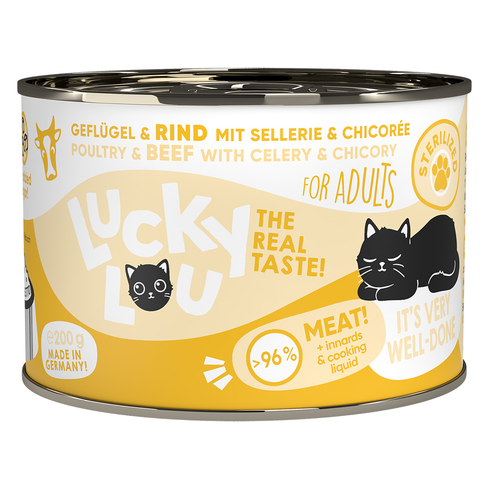 Sparpaket Lucky Lou Adult 24 x 200 g - Sterilized Geflügel & Rind Sparpaket Lucky Lou Adult 24 x 200 g - Sterilized Geflügel & Rind von Lucky Lou