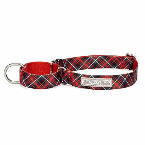 Lucky Love Dog, Evergreen Rutschfestes Hundehalsband, Martingale-Hundehalsband für Jungen und Mädchen, lebendiges Beerenmuster, Größe L, Heywood Martingale von Lucky Love Dog