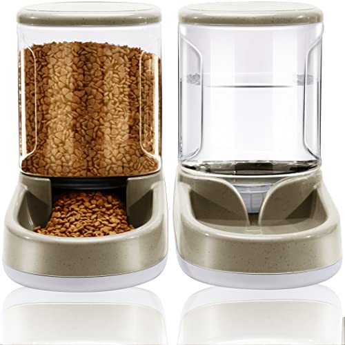 Automatisches Futter- und Wasserspender für Hunde, Katzen, Futterspender und Wasserspender, 3,8 l, 2-in-1 Katzenfutter, Wasserspender für kleine, mittelgroße und große Haustiere (Gold) von Lucky-M