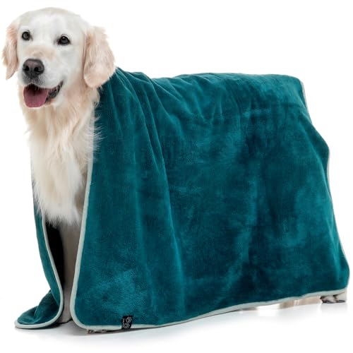 Lucky Paws® Hundehandtuch - luxuriöse 600g/m,140x80cm XL Hundehandtuch extra saugfähig - trocknet schnell, weiches Hunde Handtuch - Gute Geschenke für Hundebesitzer - Hunde Zubehör (1er-Pack, Teal) von Lucky Paws