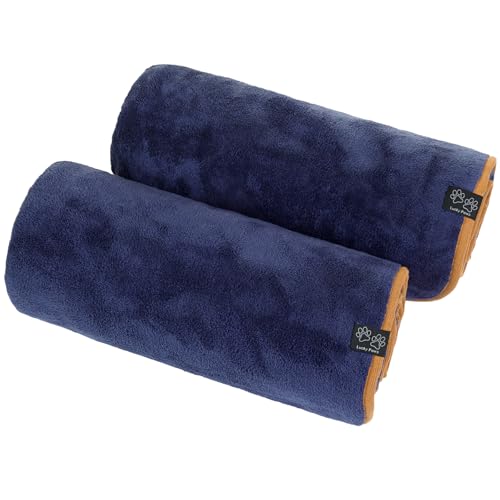 Lucky Paws® Hundehandtuch - luxuriöse 600g/m,140x80cm XL Hundehandtuch extra saugfähig - trocknet schnell, weiches Hunde Handtuch - Gute Geschenke für Hundebesitzer - Hunde Zubehör (2er-Pack, Marine) von Lucky Paws