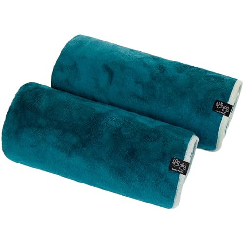 Lucky Paws® Hundehandtuch - luxuriöse 600g/m,140x80cm XL Hundehandtuch extra saugfähig - trocknet schnell, weiches Hunde Handtuch - Gute Geschenke für Hundebesitzer - Hunde Zubehör (2er-Pack, Teal) von Lucky Paws