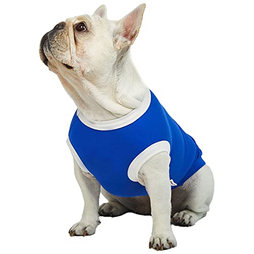 Lucky Petter Ärmelloses Tanktop für Hunde, Baumwolle, Hemden für Hunde, ärmellose T-Shirts, weich, atmungsaktiv, kühles Hunde-Shirt, Haustierkleidung (Größe L, Blau/Weiß) von Lucky Petter