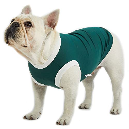 Lucky Petter Ärmelloses Tanktop für Hunde, Baumwolle, Hemden für Hunde, ärmellose T-Shirts, weich, atmungsaktiv, kühles Hunde-Shirt, Haustierkleidung (Größe L, Grün/Weiß) von Lucky Petter