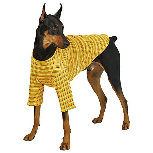 Lucky Petter Doppelt gestreiftes Hundeshirt für kleine große Hunde T-Shirts Weiche Atmungsaktiv Hund Baumwolle Shirt Basic Shirts (2X-Large, Gelb) von Lucky Petter