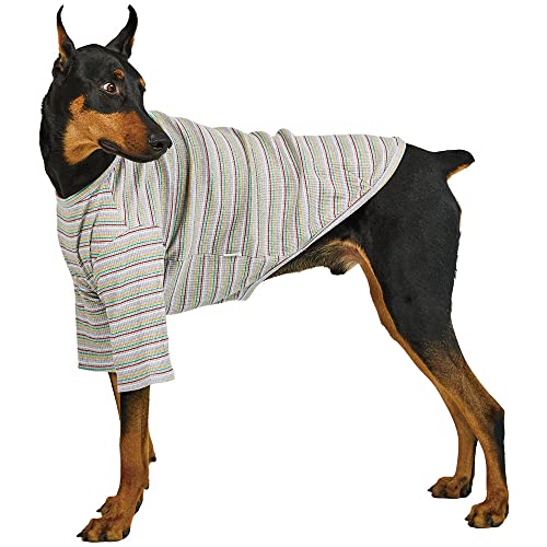 Lucky Petter Doppelt gestreiftes Hundeshirt für kleine große Hunde T-Shirts Weiche Atmungsaktiv Hund Baumwolle Shirt Basic Shirts (2X-Large, Grau) von Lucky Petter