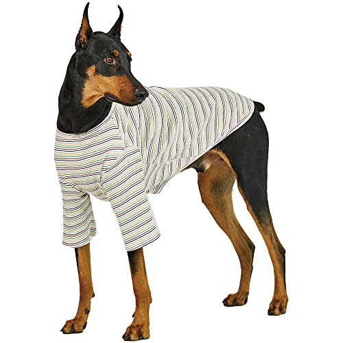 Lucky Petter Doppelt gestreiftes Hundeshirt für kleine große Hunde T-Shirts Weiche Atmungsaktiv Hund Baumwolle Shirt Basic Shirts (2X-Large, Weiß) von Lucky Petter
