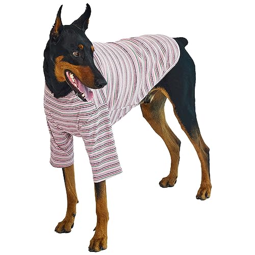 Lucky Petter Doppelt gestreiftes Hundeshirt für kleine große Hunde T-Shirts Weiches atmungsaktives Hund Baumwollshirt Basic Shirts (X-Large, Rosa) von Lucky Petter