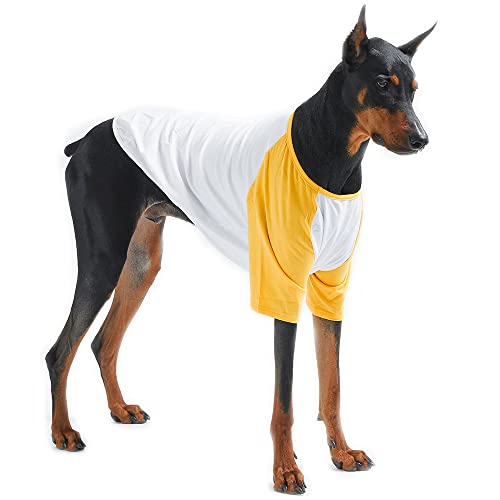 Lucky Petter Haustier-Kleidung für Hunde / Katzen / Welpen, Raglan-T-Shirt, strapazierfähig und elastisch, Größe 3XL, Weiß/Gelb von Lucky Petter