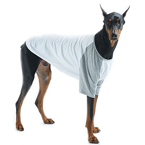 Lucky Petter Haustier-Kleidung für Hunde / Katzen / Welpen, Raglan-T-Shirt, strapazierfähig und elastisch, Größe 3XL, Weiß/Grau von Lucky Petter
