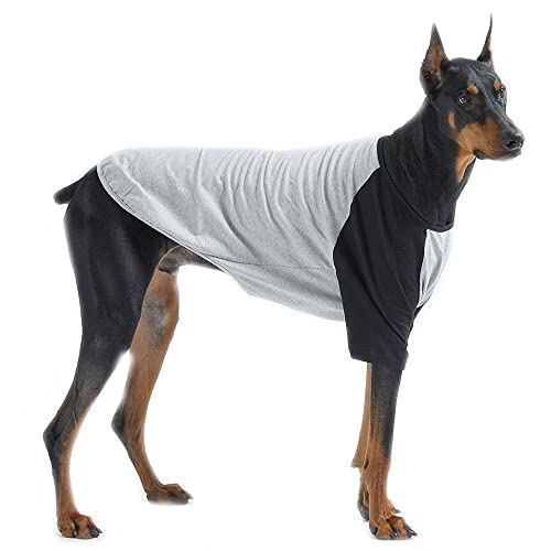 Lucky Petter Haustier-Kleidung für Hunde / Katzen / Welpen, Raglan-T-Shirt, strapazierfähig und elastisch, Größe 5XL, Grau/Schwarz von Lucky Petter