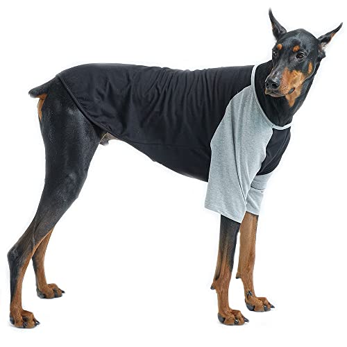 Lucky Petter Haustier-Kleidung für Hunde / Katzen / Welpen, Raglan-T-Shirt, strapazierfähig und elastisch, Größe 5XL, Schwarz/Grau von Lucky Petter