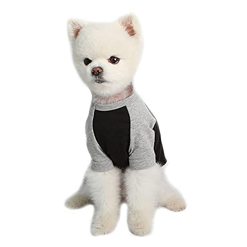Lucky Petter Haustier-Kleidung für Hunde / Katzen / Welpen, Raglan-T-Shirt, strapazierfähig und elastisch, Größe S, Schwarz/Grau von Lucky Petter