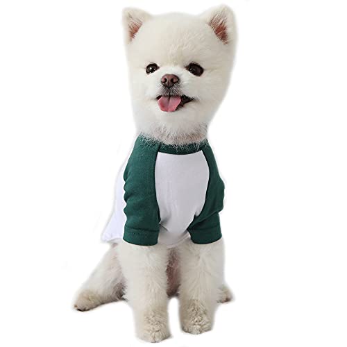 Lucky Petter Haustier-Kleidung für Hunde / Katzen / Welpen, Raglan-T-Shirt, strapazierfähig und elastisch, Größe S, Weiß / Grün von Lucky Petter