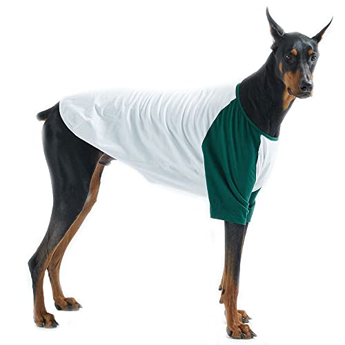 Lucky Petter Haustier-Kleidung für Hunde / Katzen / Welpen, Raglan-T-Shirt, strapazierfähig und elastisch, für Hunde, Größe XXL, Weiß/Grün von Lucky Petter