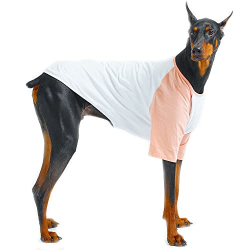 Lucky Petter Haustier-Kleidung für Hunde / Katzen / Welpen, Raglan-T-Shirt, strapazierfähig und elastisch, für Hunde, Größe XXL, Weiß/Pfirsichfarben von Lucky Petter