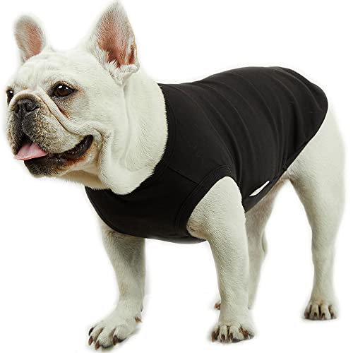 Lucky Petter Haustier-Kleidung für Hunde und Katzen, einfarbig, ärmellos, strapazierfähig und elastisch, für Hunde, Größe M, Schwarz von Lucky Petter