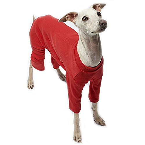 Lucky Petter Hunde-Pyjama für kleine Hunde, einfacher Einteiler, Hunde-Jammies, Hunde-Shirt, dehnbar, Hunde-Overall, Body (Basic Red, M) von Lucky Petter