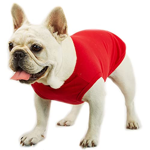 Lucky Petter Haustierkleidung für Hunde, Katzen, Welpen, einfarbig, ärmellos, langlebig und elastisch, Hundehemd, Bekleidung, Outfits (XS, Rot) von Lucky Petter
