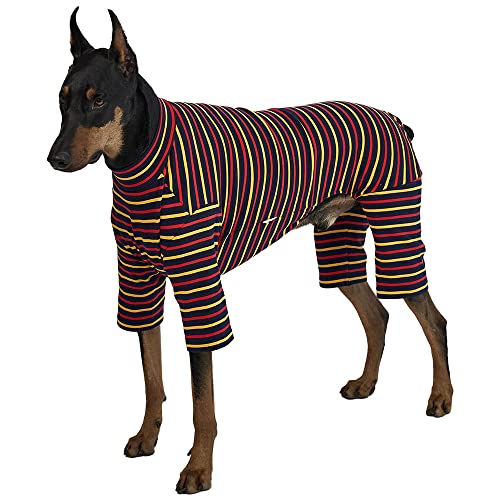 Lucky Petter Hunde-Schlafanzug für kleine Hunde, Basic Onesie Doggie Jammies Hundehemd, dehnbar, Hunde-Overall, Bodysuit, Pjs (5X-Large, Stripe Navy) von Lucky Petter