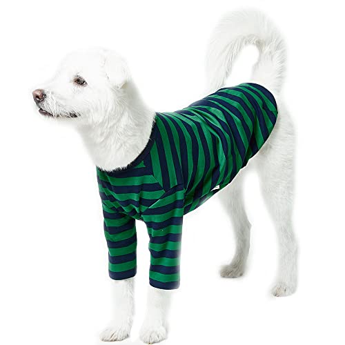 Lucky Petter Hunde-Shirts aus Baumwolle für kleine und große Hunde, Rugby-T-Shirt, weich, atmungsaktiv, Haustierkleidung (Größe XL, Grün/Marineblau) von Lucky Petter