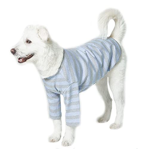 Lucky Petter Hunde-Shirts aus Baumwolle für kleine und große Hunde, Rugby-T-Shirt, weich, atmungsaktiv, Haustierkleidung (XL, Blau/Grau) von Lucky Petter