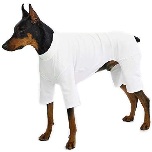 Lucky Petter Hundepyjama für kleine Hunde Basic Onesie Doggie Jammies Hundeshirt Dehnbarer Hundeoverall Bodysuit Pjs (5X-Large, Basic White) von Lucky Petter
