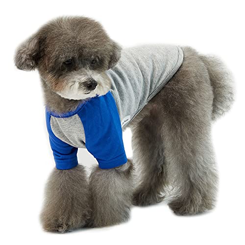 Lucky Petter Hundeshirt für kleine und große Hunde, Raglan-Baumwolle, T-Shirts, weich, atmungsaktiv, Hunde-Shirts, Haustierkleidung, graue Serie (groß, grau/blau) von Lucky Petter