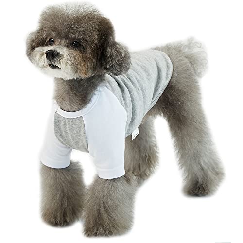Lucky Petter Hundeshirt für kleine und große Hunde, Raglan-Baumwolle, T-Shirts, weich, atmungsaktiv, Hunde-Shirts, Haustierkleidung, graue Serie (groß, grau/weiß) von Lucky Petter
