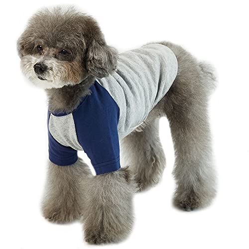 Lucky Petter Hundeshirt für kleine und große Hunde Raglan Baumwolle T-Shirts Weich Atmungsaktiv Hundeshirts Haustierkleidung Grau Serie (Klein, Grau/Marineblau) von Lucky Petter