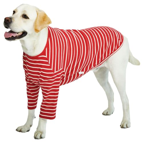 Lucky Petter Neu Gestreiftes Hundeshirt für Kleine Große Hunde T-Shirt Weich Atmungsaktiv Hund Baumwolle Shirt Basic Shirts (X-Large, Rot/Weiß) von Lucky Petter