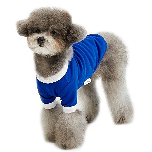 Lucky Petter Ringer Hunde-Shirt für kleine und große Hunde, Baumwolle, T-Shirts, weich, atmungsaktiv, Hunde-Shirts, Haustierkleidung (Medium, Blau/Weiß) von Lucky Petter
