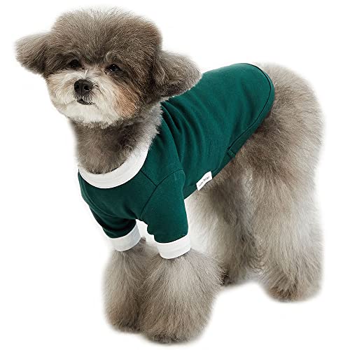 Lucky Petter Ringer Hunde-Shirt für kleine und große Hunde, Baumwolle, T-Shirts, weich, atmungsaktiv, Hunde-Shirts, Haustierkleidung (groß, grün/weiß) von Lucky Petter