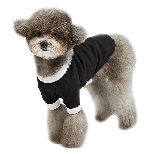 Lucky Petter Ringer Hunde-Shirt für kleine und große Hunde, Baumwolle, T-Shirts, weich, atmungsaktiv, Hunde-Shirts, Haustierkleidung (groß, schwarz/weiß) von Lucky Petter