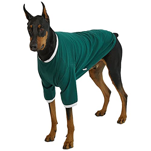 Lucky Petter Ringer Hundeshirt für kleine und große Hunde, Baumwolle, T-Shirts, weich, atmungsaktiv, Hunde-Shirts, Haustierkleidung, 4X-Large, Grün/Weiß von Lucky Petter