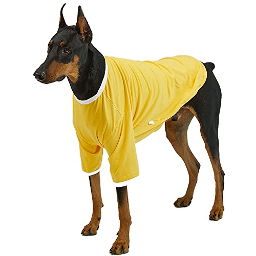 Lucky Petter Ringer Hundeshirt für kleine und große Hunde, Baumwolle, T-Shirts, weich, atmungsaktiv, Hunde-Shirts, Haustierkleidung (3XL, gelb/weiß) von Lucky Petter