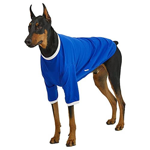 Lucky Petter Ringer Hundeshirt für kleine und große Hunde, Baumwolle, T-Shirts, weich, atmungsaktiv, Hunde-Shirts, Haustierkleidung (5XL, Blau/Weiß) von Lucky Petter