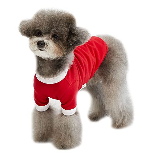 Lucky Petter Ringer Hundeshirt für kleine und große Hunde, Baumwolle, T-Shirts, weich, atmungsaktiv, Hunde-Shirts, Haustierkleidung (XS, Rot/Weiß) von Lucky Petter