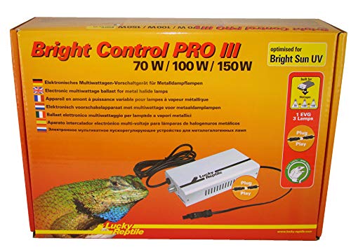 Lucky Reptile Bright Control PRO III - Multiwatt-Vorschaltgerät für Metalldampflampen - Elektronisches Vorschaltgerät für Bright Sun Lampen - Zubehör Terrarium Beleuchtung - 70 / 100 / 150 Watt , Weiß von Lucky Reptile