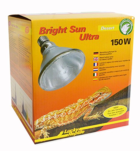 Lucky Reptile Bright Sun Ultra Desert - 150 W Metalldampflampe für E27 Fassungen - Tageslichtlampe für große Terrarien - Wärmelampe mit UVA & UVB Strahlung - UV Lampe für Wüstenreptilien von Lucky Reptile