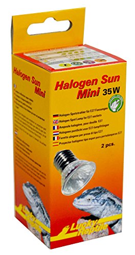 Lucky Reptile Halogen Sun Mini Doppelpack - 35 W Wärmestrahler für E27-Fassungen - Halogenstrahler für Reptilien - Terrarium Lampe mit Tageslichtspektrum - Wärmelampe für kleine Terrarien, Silber von Lucky Reptile