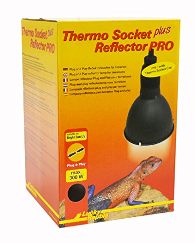 Lucky Reptile HTRP-1 Thermo Socket plus Reflector klein mit Steckverbindung, Reflektorleuchte mit Porzellanfassung Anschlussfertig, Schwarz von Lucky Reptile